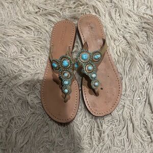 Mystique Sandals Rhinestones/turcqouse size 10